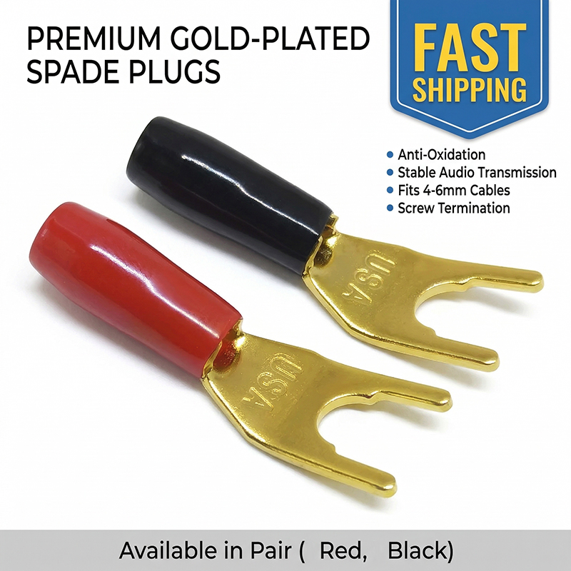 Gold Cutlery Flatware - 20개/세트 4mm 바나나 플러그 금도금 Y형