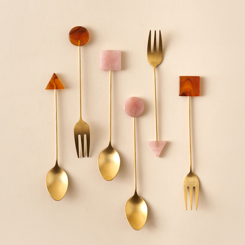 Gold Cutlery Flatware - 스테인레스 스틸 소형 스푼 포크 세트,