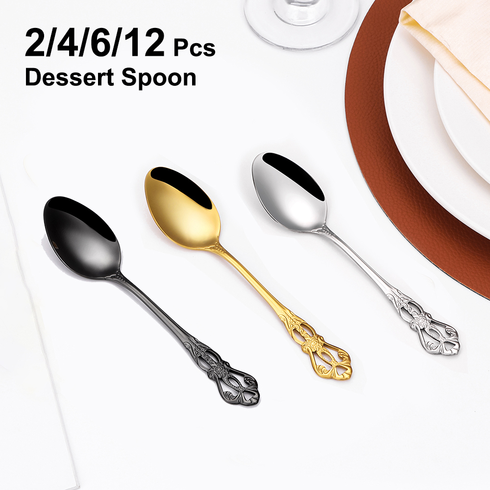 Gold Cutlery Flatware - 골드 디저트 스푼, 스테인리스 스틸 커트레이