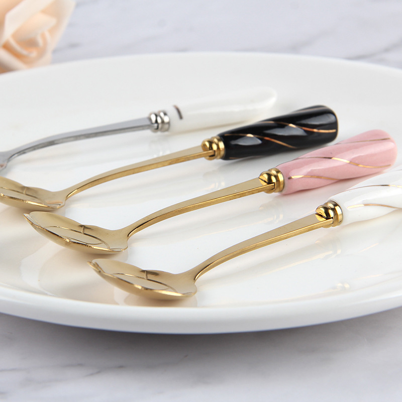 식기 커피 교반 숟가락 세라믹 손잡이 꽃 특종 스테인레 - Gold Cutlery Flatware 리뷰 및 가격